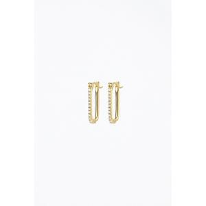 NEW F+H STUDIOS dylan gemstone link earrings in gold/clear